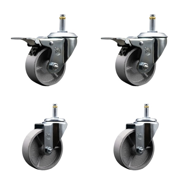 Service Caster Semi Steel Swvl Grip Ring Caster Set 44'' Wheel&7/16'' Stems-2 w/TTL BRK, 4PK SCC-GRTTL20S414-SSS-716138-2-S-2 - main